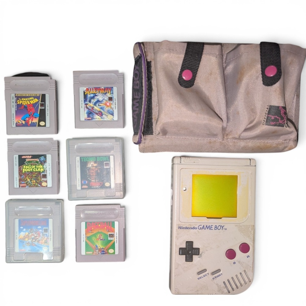 Nintendo GameBoy DMG-01 (Lines) Handheld Original & 6 Games & Batteries WORKS